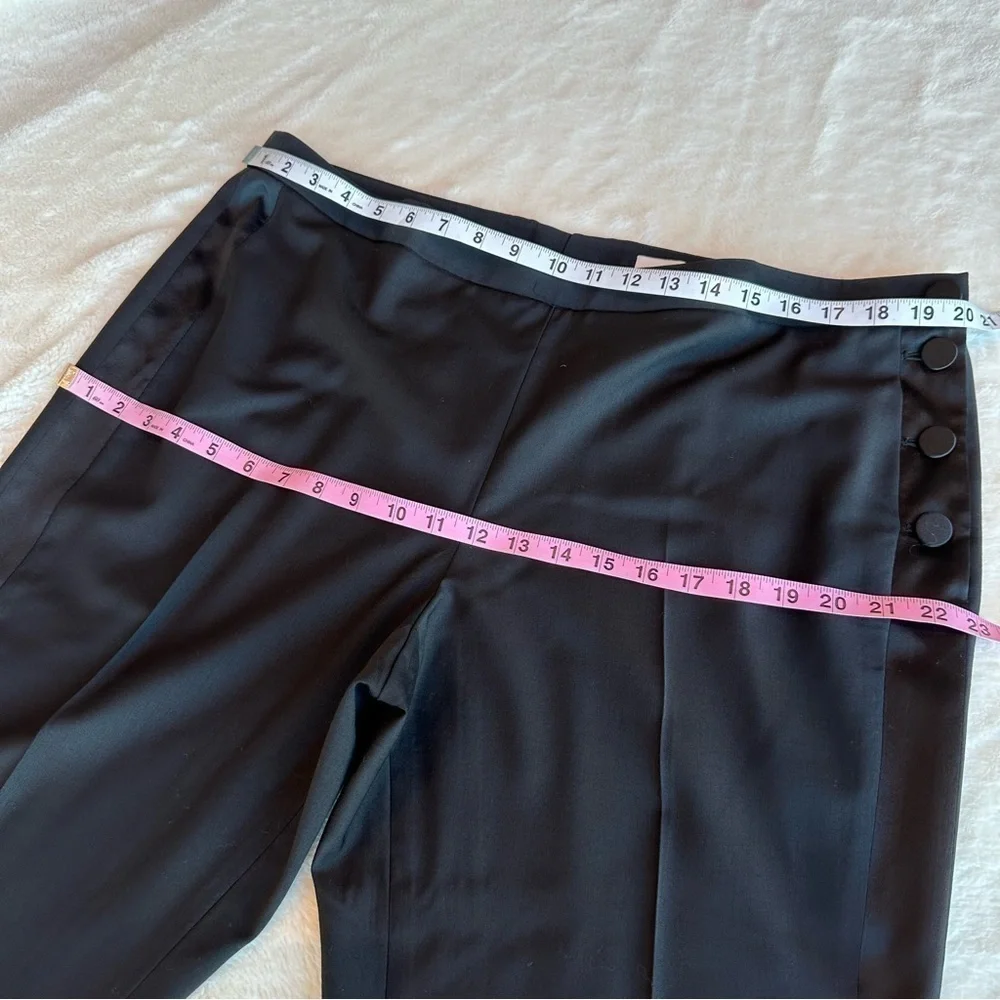 Lewit Wool Blend Black Satin Tuxedo Stripe Straight Leg Ankle Pants XL (18)